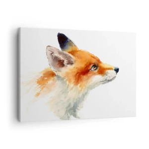 Tablou pe pânză Canvas - Vulpe roșie în stil acuarelă pe fundal alb - 70x50cm - Nu poți fi niciodată prea atent - Decorațiune modernă pentru perete pentru living și dormitor ARTTOR
