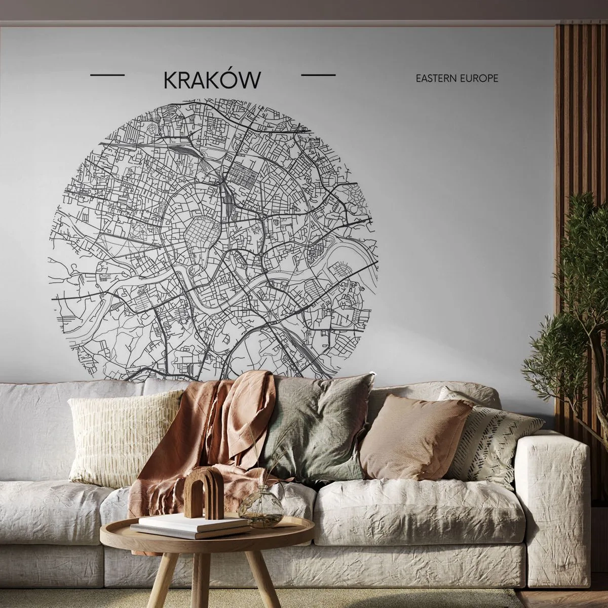Tapet Premium Sand - Anatomia Cracoviei - Hartă, Cracovia, Polonia - 100x70 cm