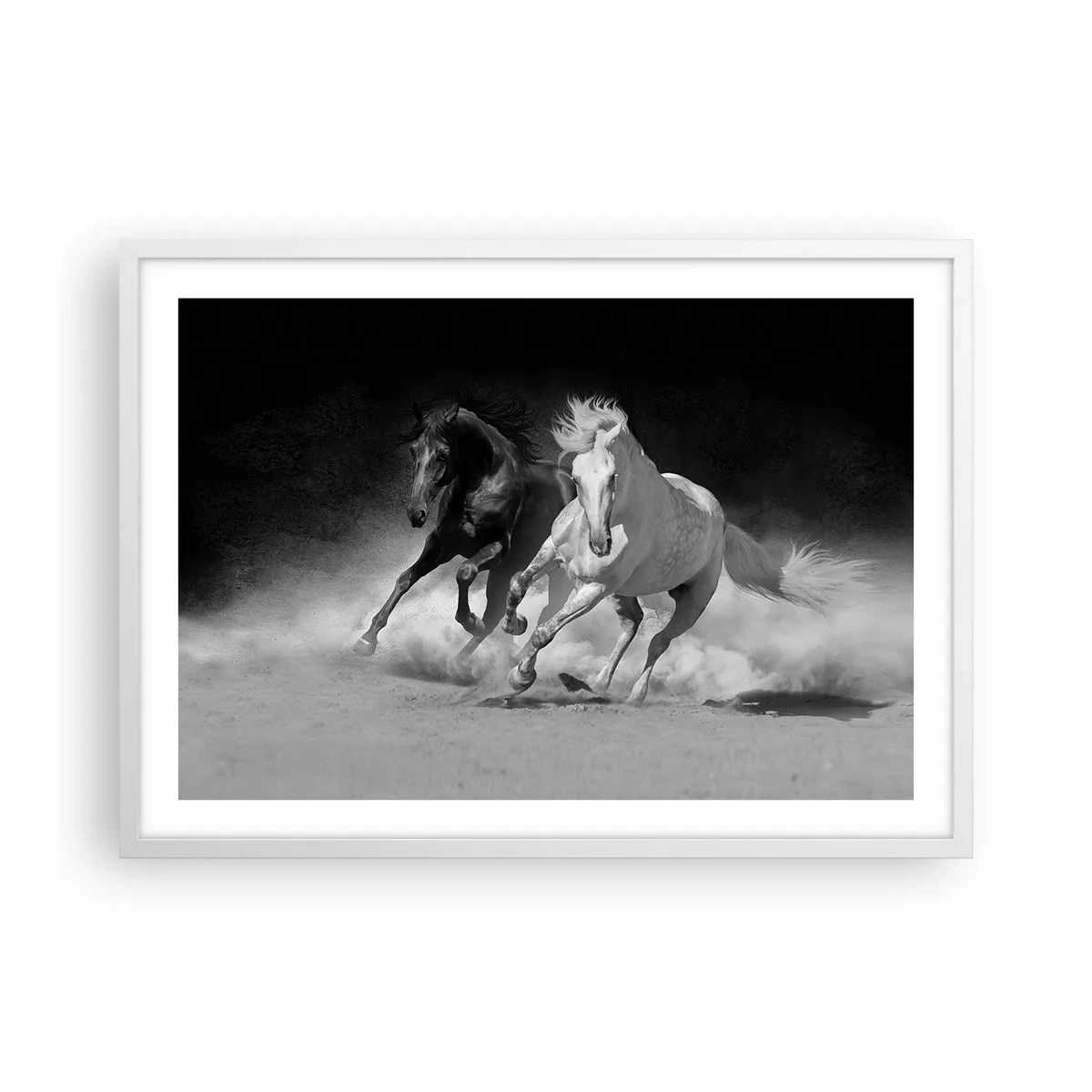 Poster în ramă albă - Galopul libertății - 70x50 cm