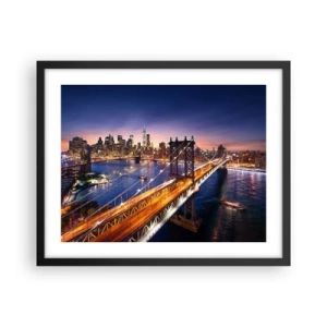 Poster în ramă neagră - Pe un pod luminos către inima orașului - 50x40 cm
