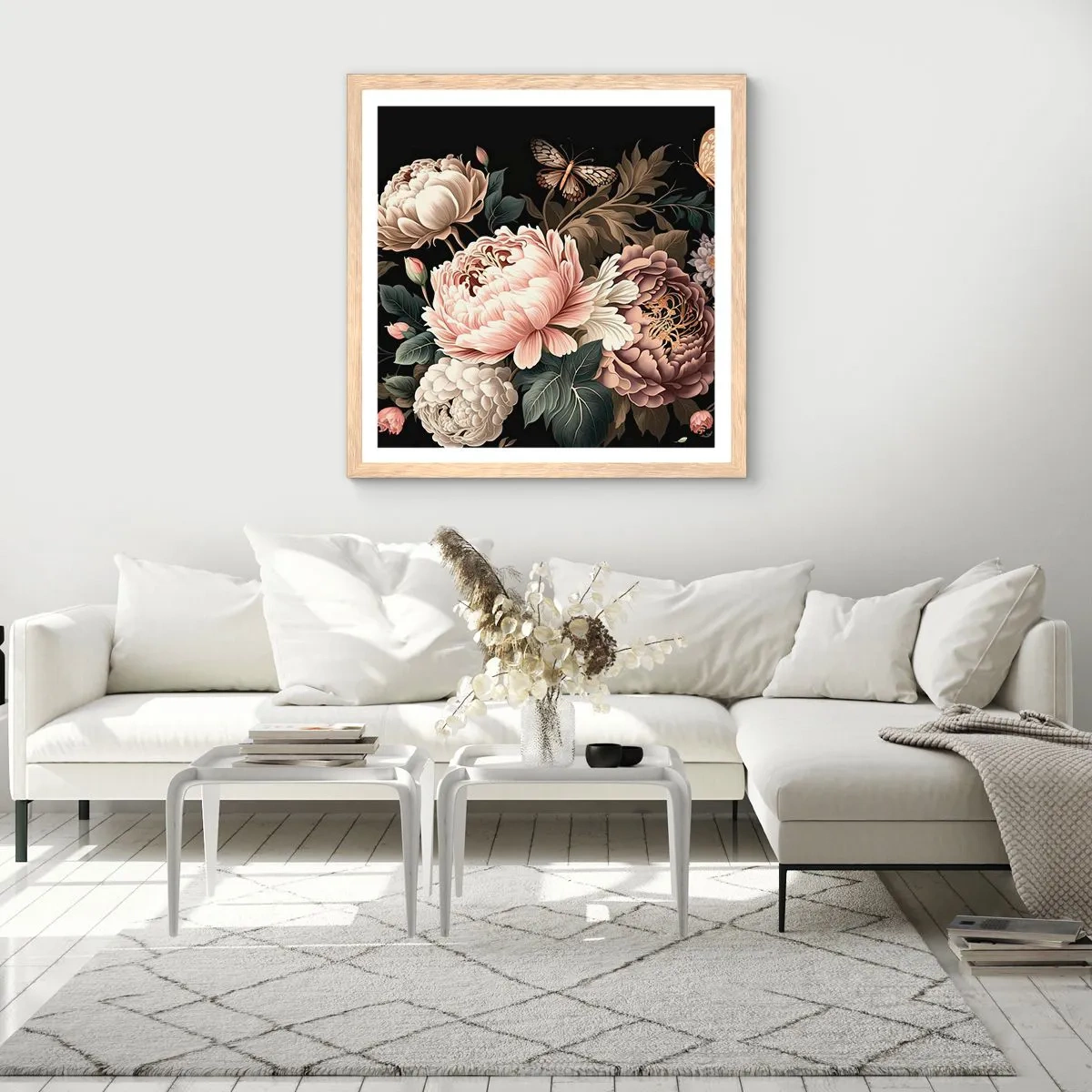 Poster în ramă de stejar deschis - În stil baroc - 30x30 cm