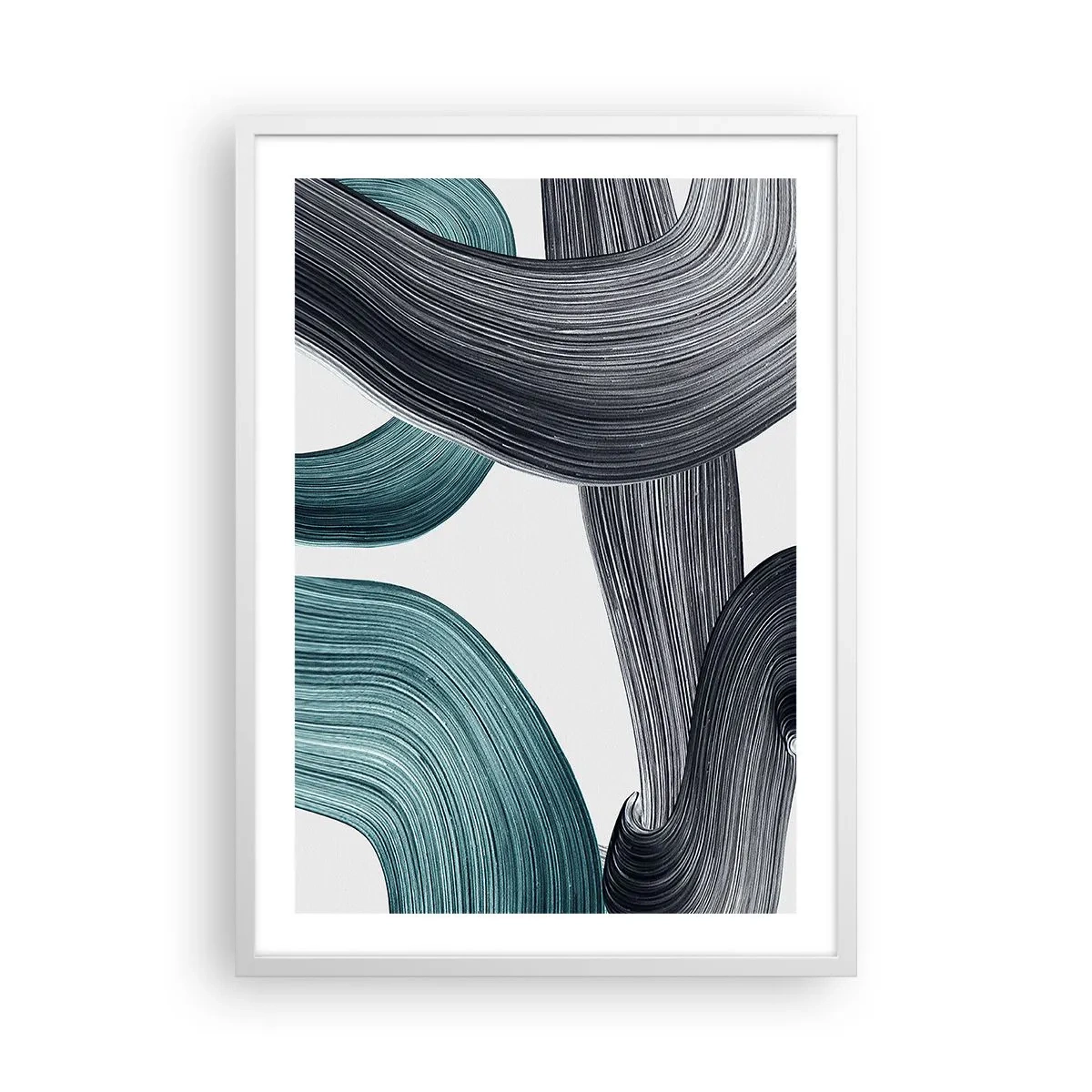 Poster în ramă albă - Trasee de smarald și negru - 50x70 cm
