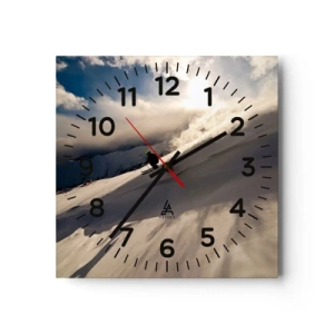 Ceas de perete - Ceas pe sticlă - Provocarea munților - 40x40 cm