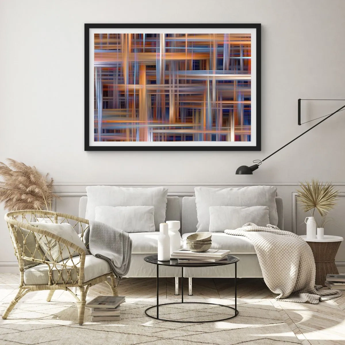 Poster în ramă neagră - Țesut din lumină - 100x70 cm