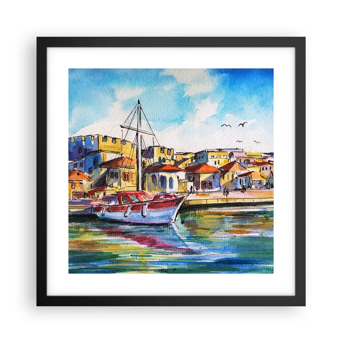 Poster în ramă neagră - Curcubeu după-amiază - 40x40 cm