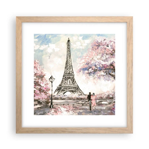 Poster în ramă de stejar deschis - Plimbare în aprilie la Paris - 30x30 cm