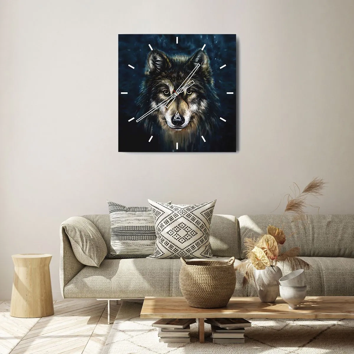 Ceas de perete - Ceas pe sticlă - Alfa? Și omega - 40x40 cm