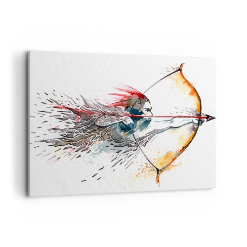 Tablou pe pânză - Războinic mitic cu un arc de foc - 100x70 cm