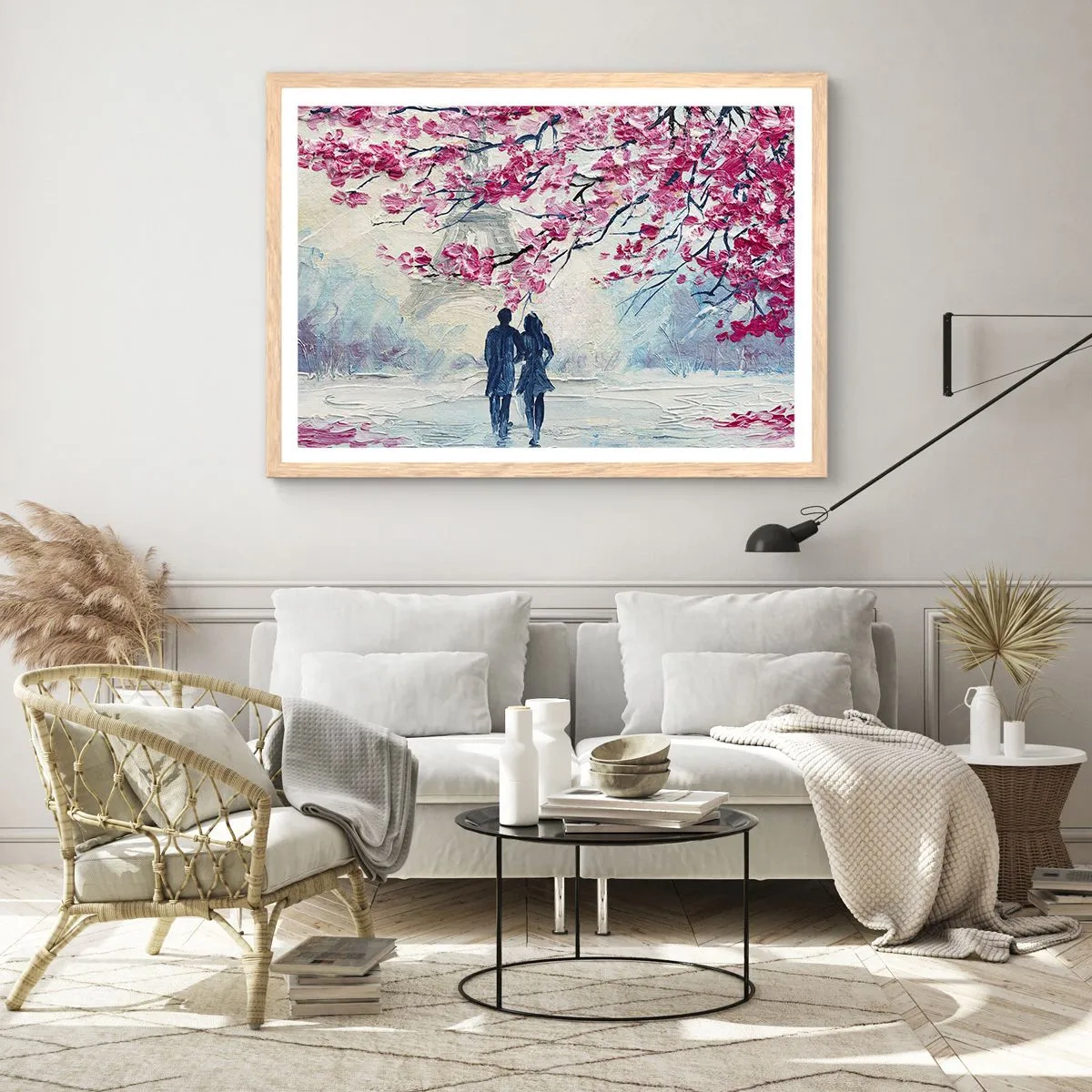 Poster în ramă de stejar deschis - Plimbare romantică - 40x30 cm