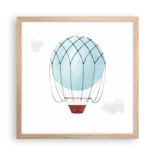 Poster în ramă de stejar deschis - Complet în nori - 40x40 cm