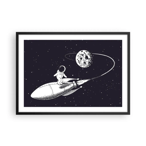 Poster în ramă neagră - Surfer spațial - 70x50 cm