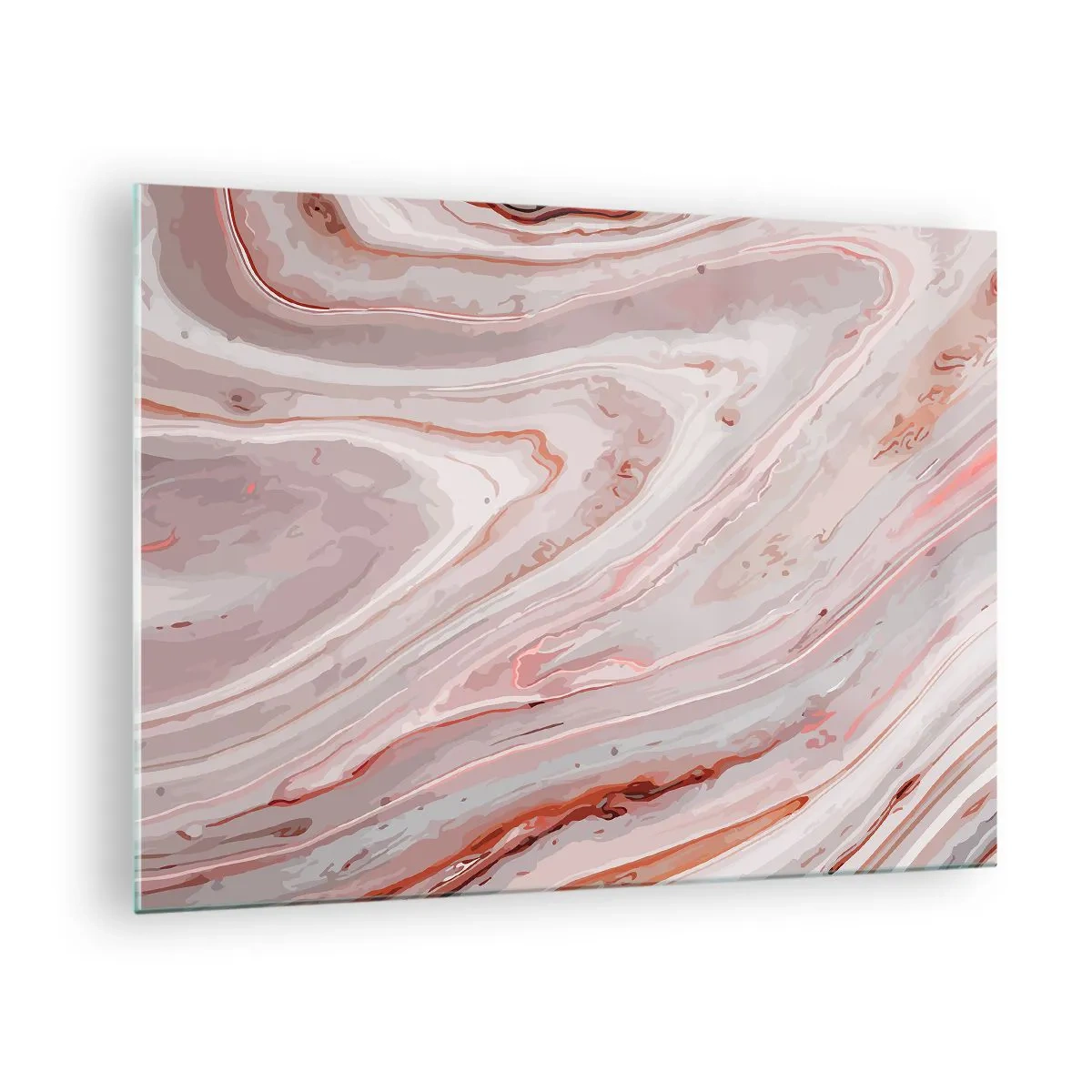 Tablou pe sticlă - Model abstract în nuanțe de roz și maro - 70x50cm - Roz lichid - Decorațiune modernă pentru perete pentru living și dormitor ARTTOR