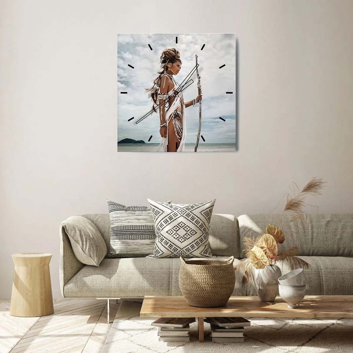 Ceas de perete - Ceas pe sticlă - Regina tropicelor - 40x40 cm