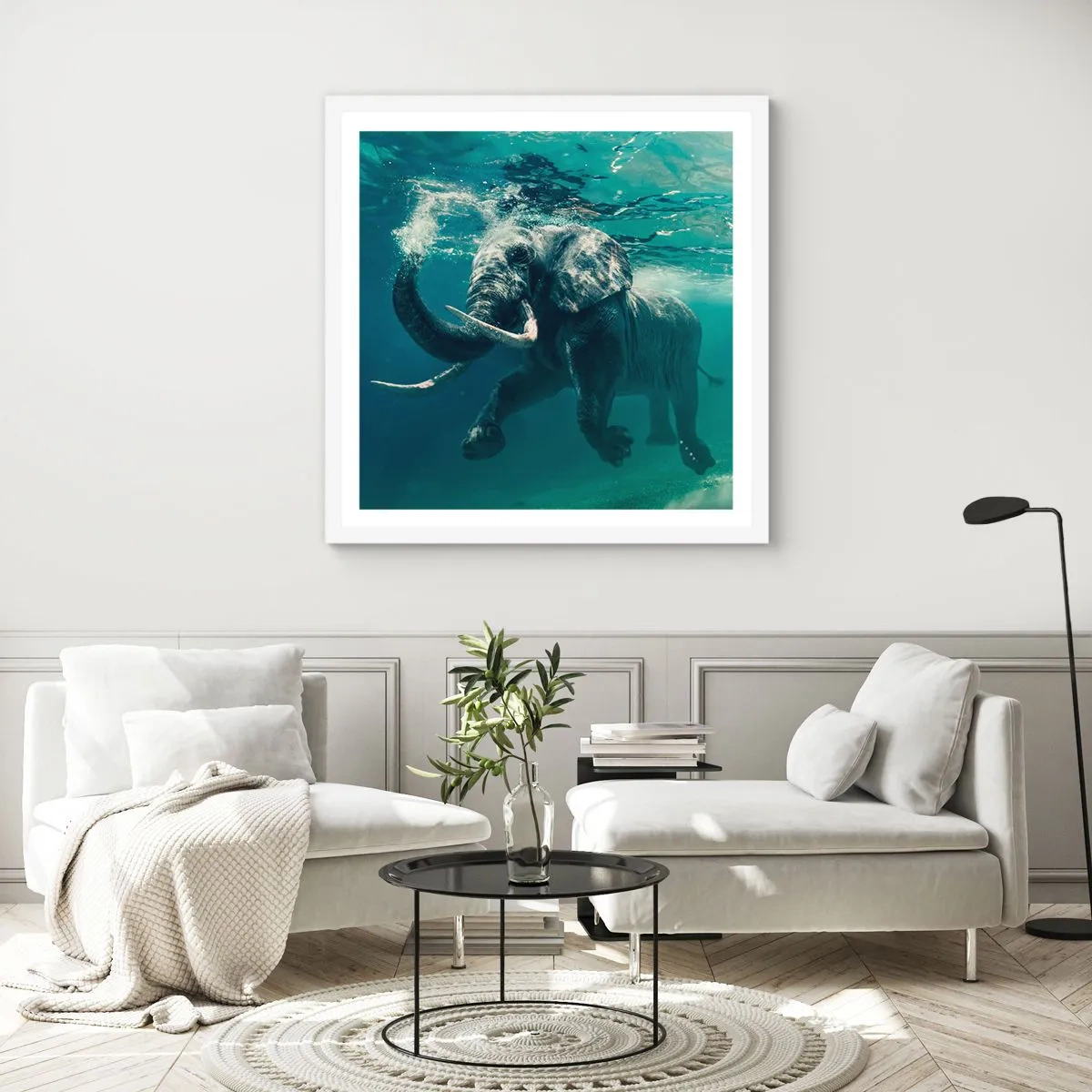 Poster în ramă albă - Tuturor le place să înoate - 30x30 cm