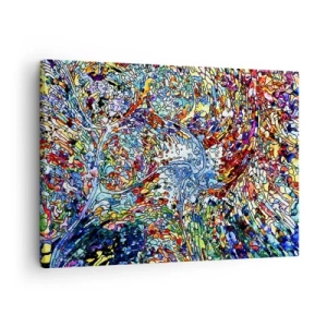 Tablou pe pânză Canvas - Un model abstract colorat inspirat de natură - 70x50cm - Vitraliu de picături - Decorațiune modernă pentru perete pentru living și dormitor ARTTOR