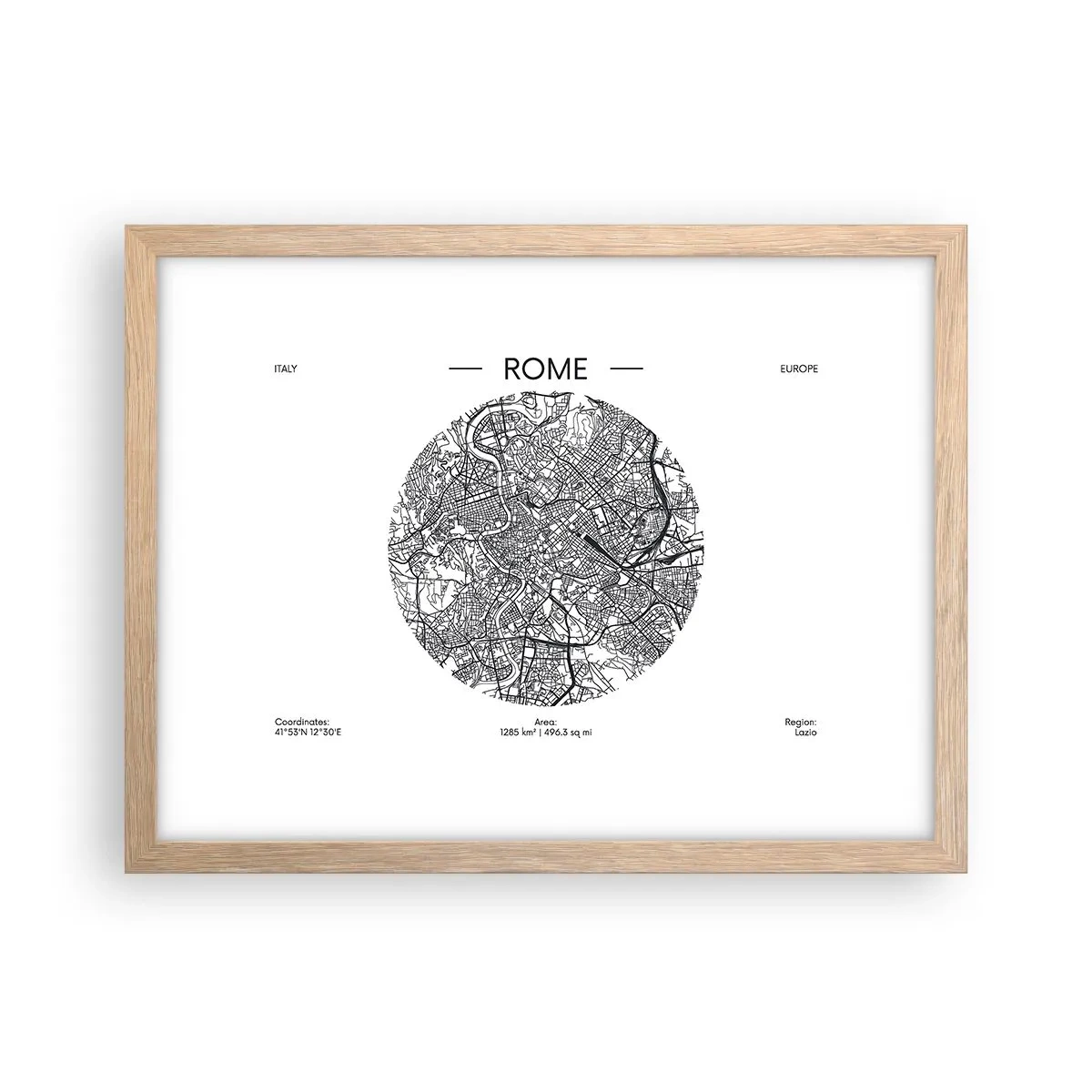 Poster în ramă de stejar deschis - Anatomia Romei - 40x30 cm