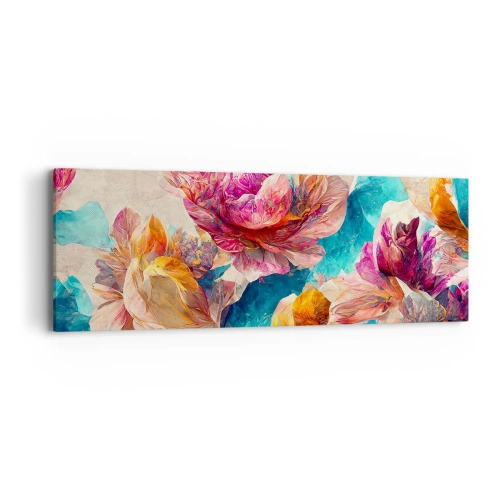 Tablou pe pânză - Splendoarea colorată a buchetului de flori - 90x30 cm