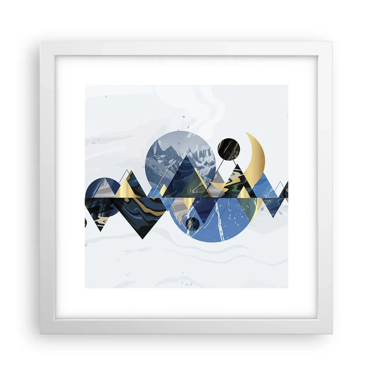 Poster în ramă albă - Peisaj geometric - 30x30 cm