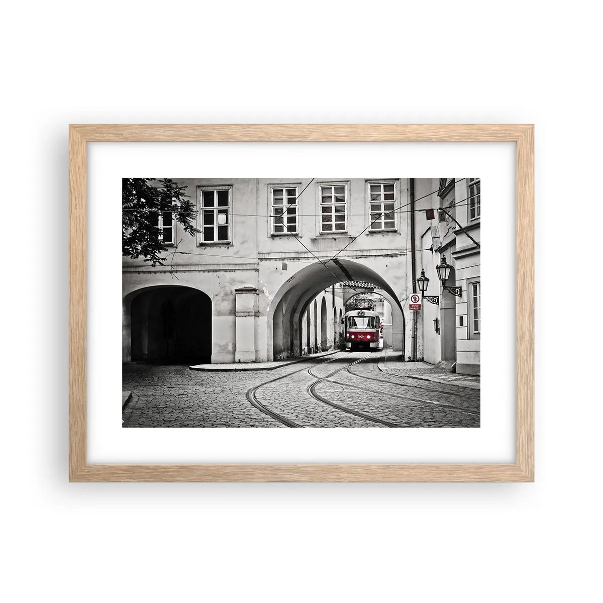 Poster în ramă de stejar deschis - Printr-un labirint urban - 40x30 cm