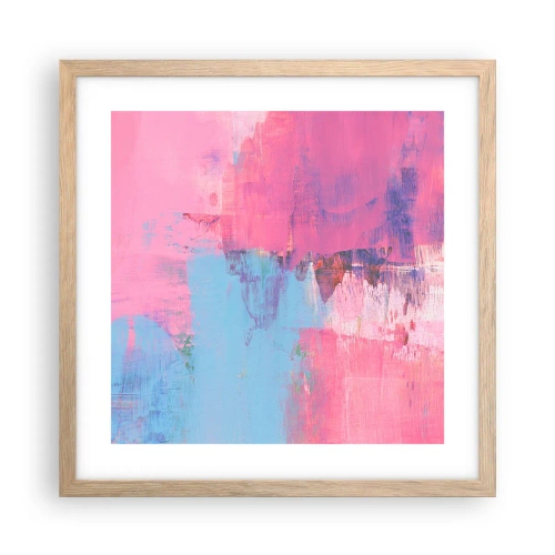 Poster în ramă de stejar deschis - Roz, albastru și un strop de lumină - 40x40 cm