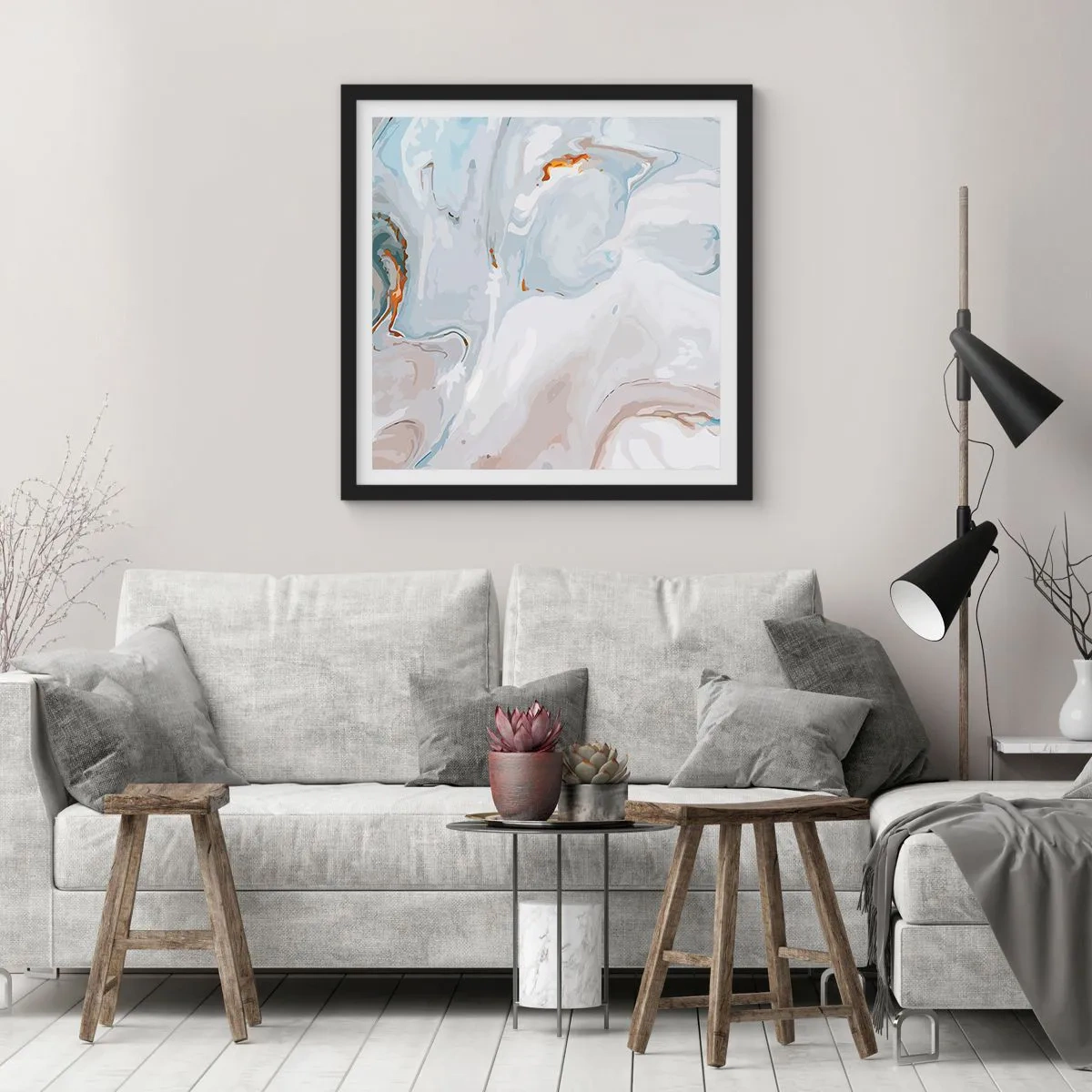 Poster în ramă neagră - Albul ridicat - 60x60 cm