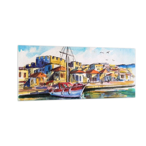 Tablou pe sticlă - Curcubeu după-amiază - 100x40 cm