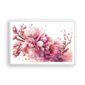 Poster în ramă albă - Flori de cireș - 91x61 cm