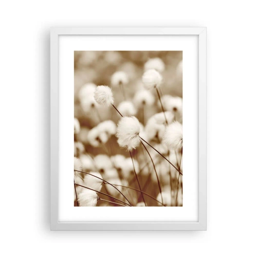 Poster în ramă albă - Câmp pufos - 30x40 cm