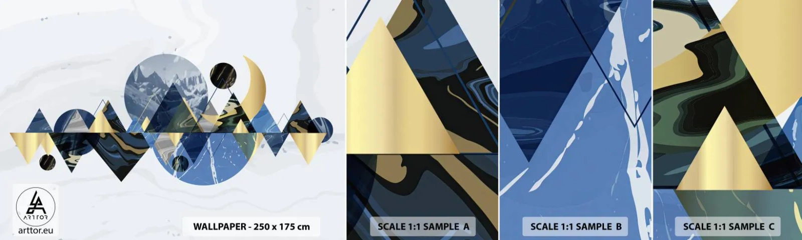 Mostră de Tapet Standard Eco - Peisaj geometric - Abstracția, Munţi, Bucată - 100x30 cm