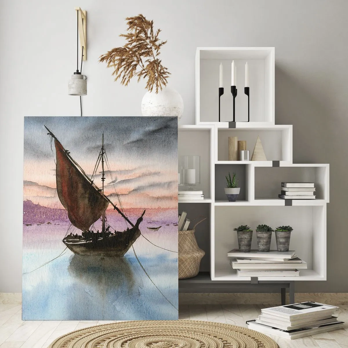 Tablou pe sticlă - O seară în port - 50x70 cm
