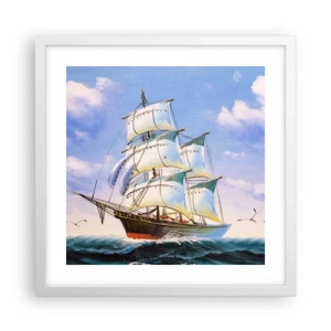 Poster în ramă albă - Cu mândrie în vânt - 40x40 cm