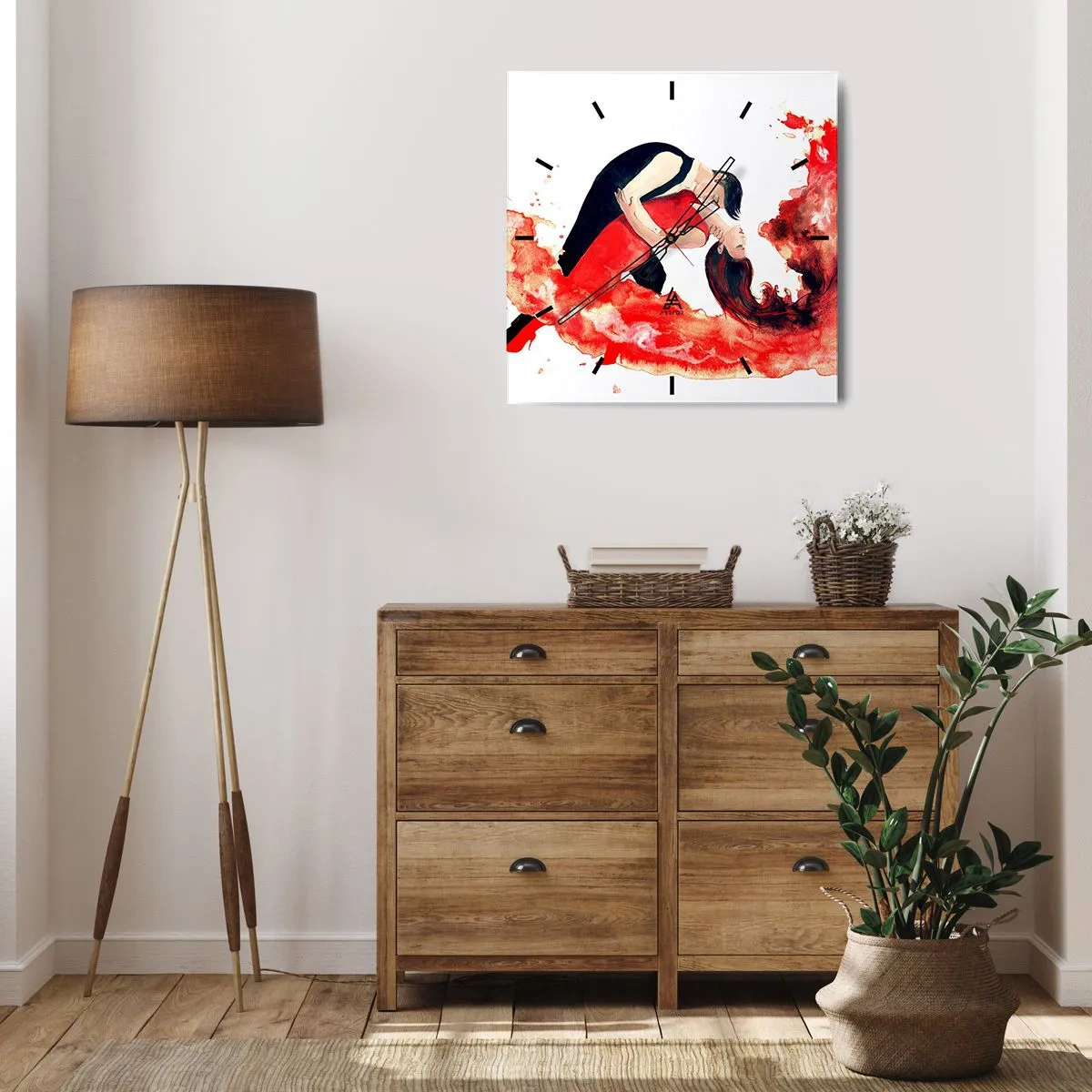 Ceas de perete - Ceas pe sticlă - Tango - un val senzual - 40x40 cm
