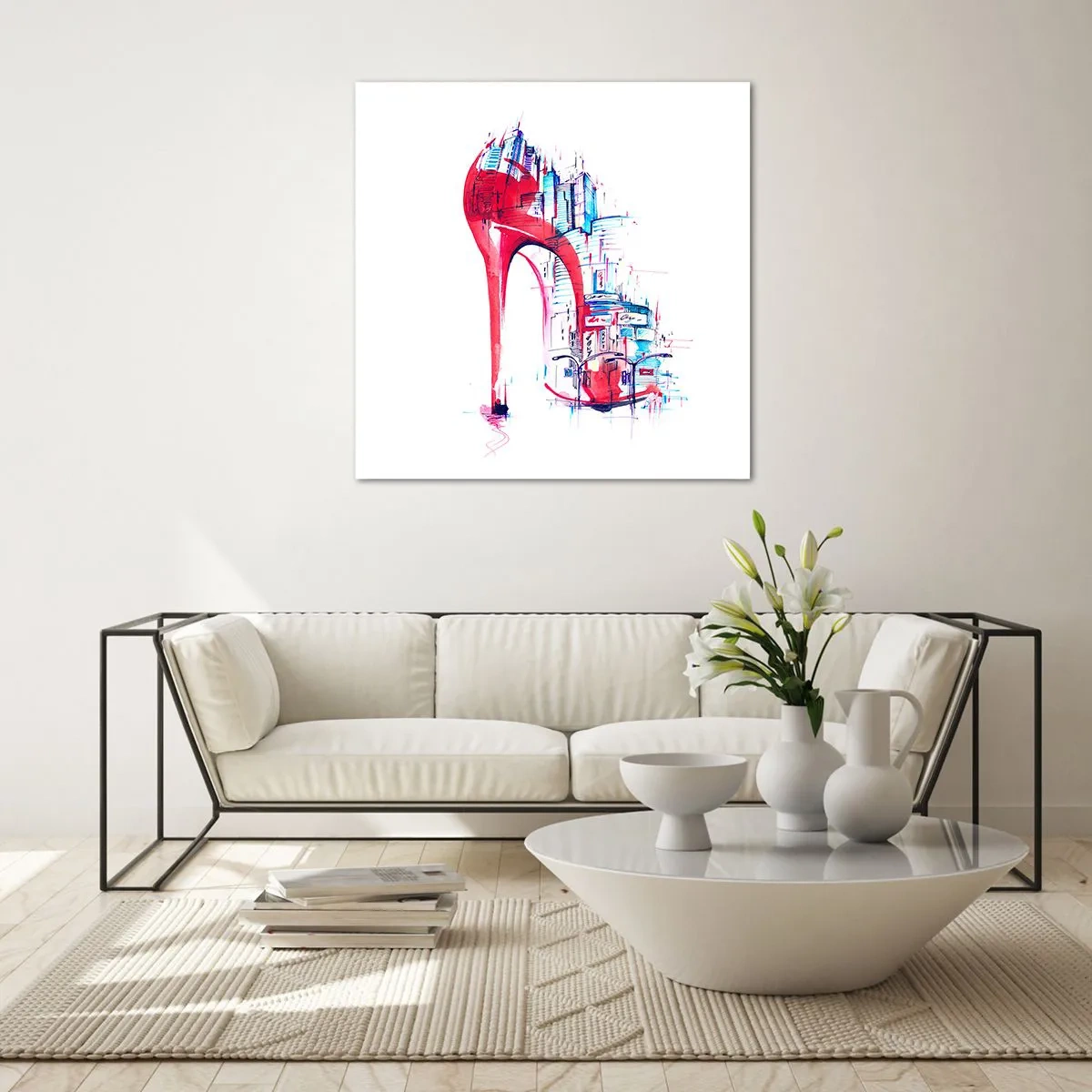 Tablou pe sticlă - Eleganta din marele oraș - 70x70 cm