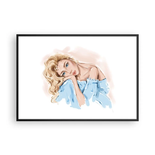 Poster în ramă neagră - Scufundată în vis albastru - 100x70 cm