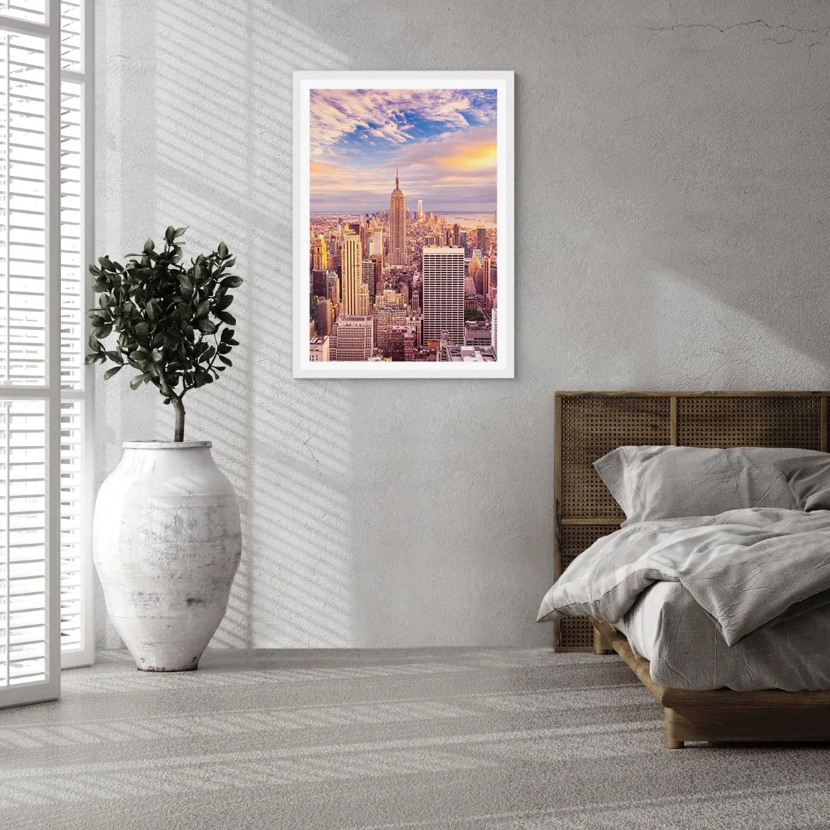 Poster în ramă albă - Ajungeți la nori înșiși - 70x100 cm