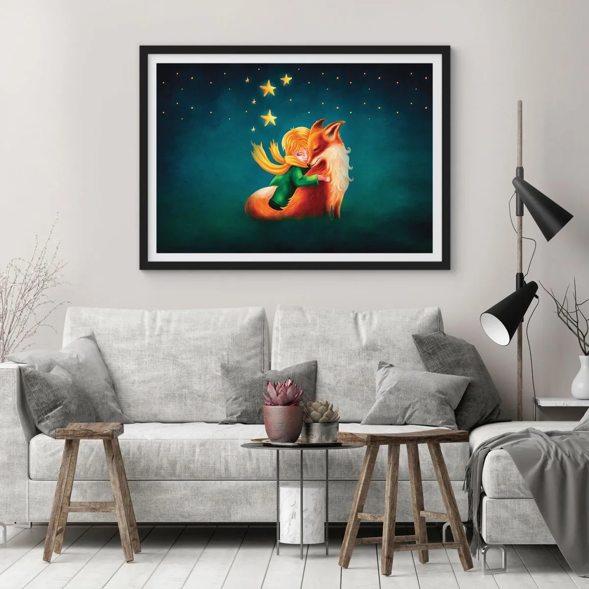 Poster în ramă neagră - Micul Prinț - 50x40 cm