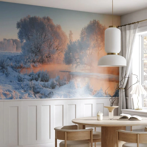 Tapet Premium Sand - Totul strălucește în cristal însorit - Peisaj, Iarnă, Râu - 350x256 cm