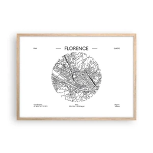 Poster în ramă de stejar deschis - Anatomia Florenței - 70x50 cm