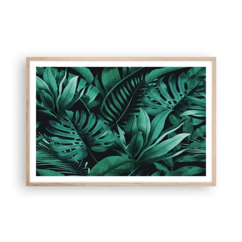 Poster în ramă de stejar deschis - Profunzimea verdelui tropical - 91x61 cm