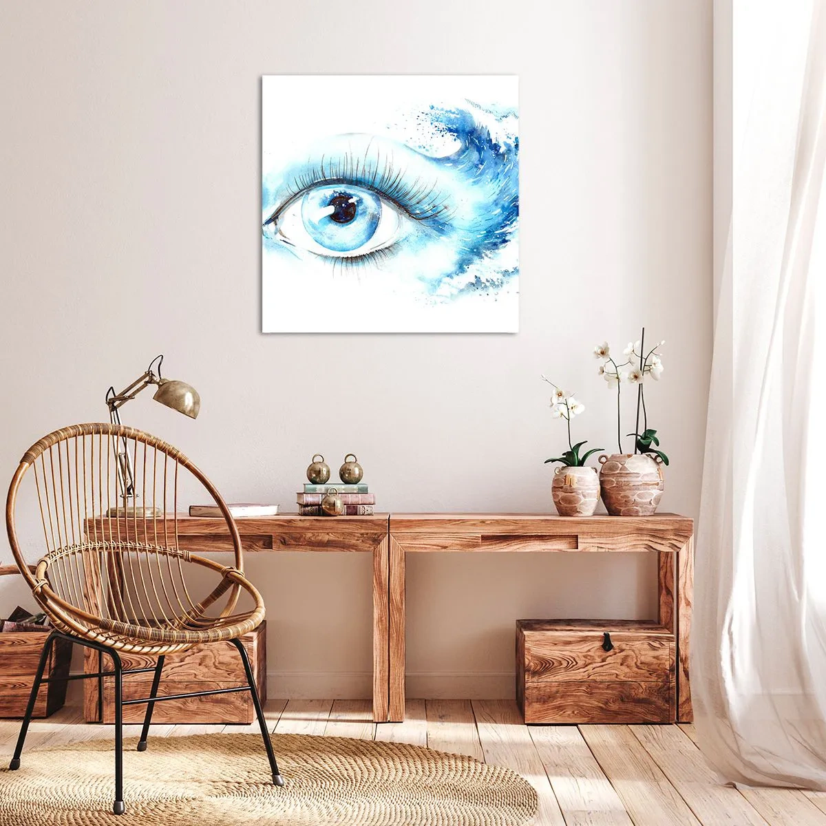 Tablou pe pânză - Scufundă-te în albastrul privirii - 70x70 cm