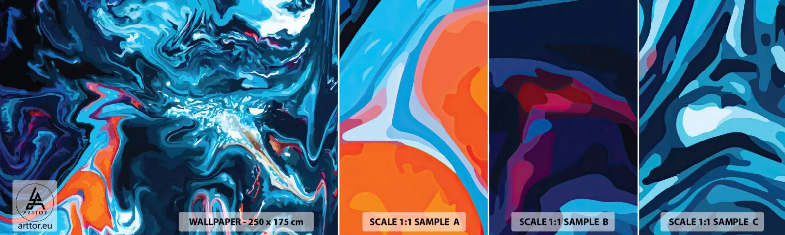 Mostră tapet autocolant Deluxe Sticker - Călătorie spre centrul cerului - Abstracția, Bucată, Model modern - 100x30 cm