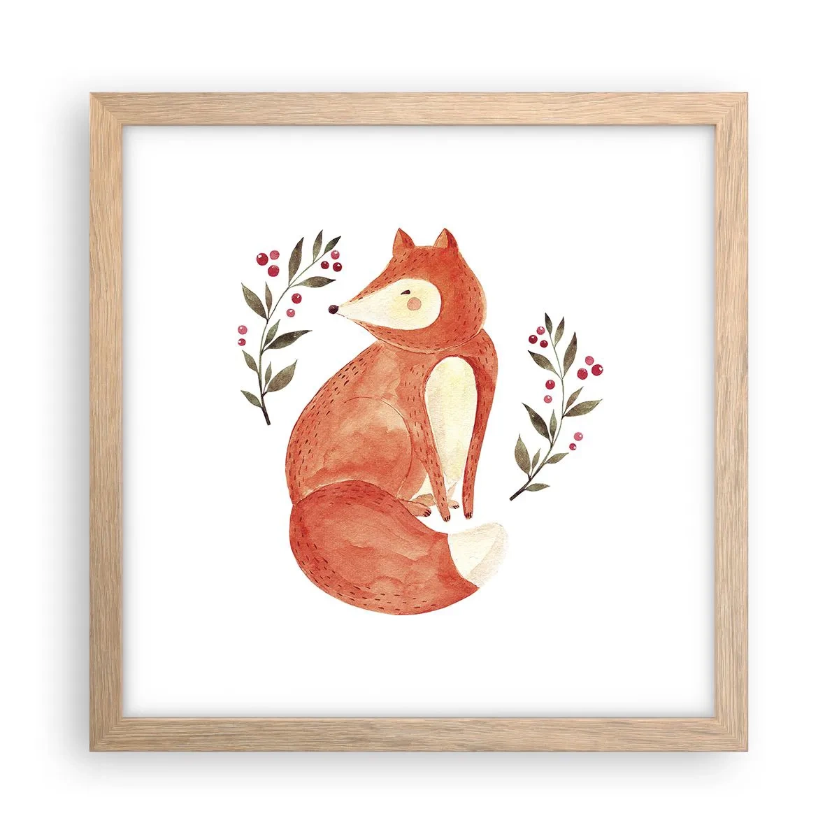 Poster în ramă de stejar deschis - Micuțul roșcat - 30x30 cm