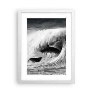 Poster în ramă albă - Mânia oceanului - 30x40 cm
