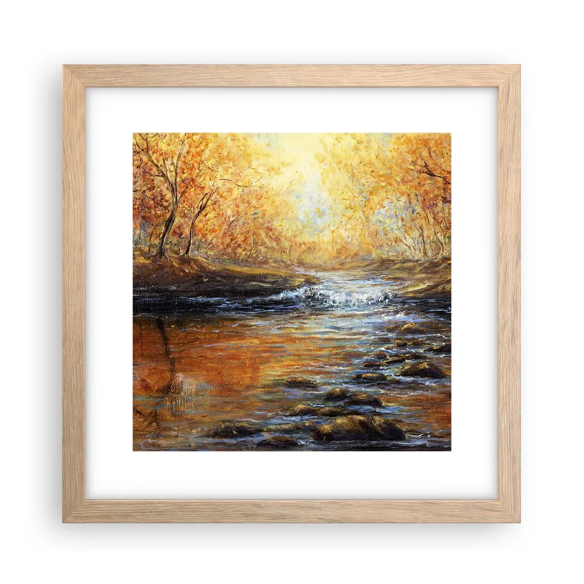 Poster în ramă de stejar deschis - Pârâul de aur - 30x30 cm