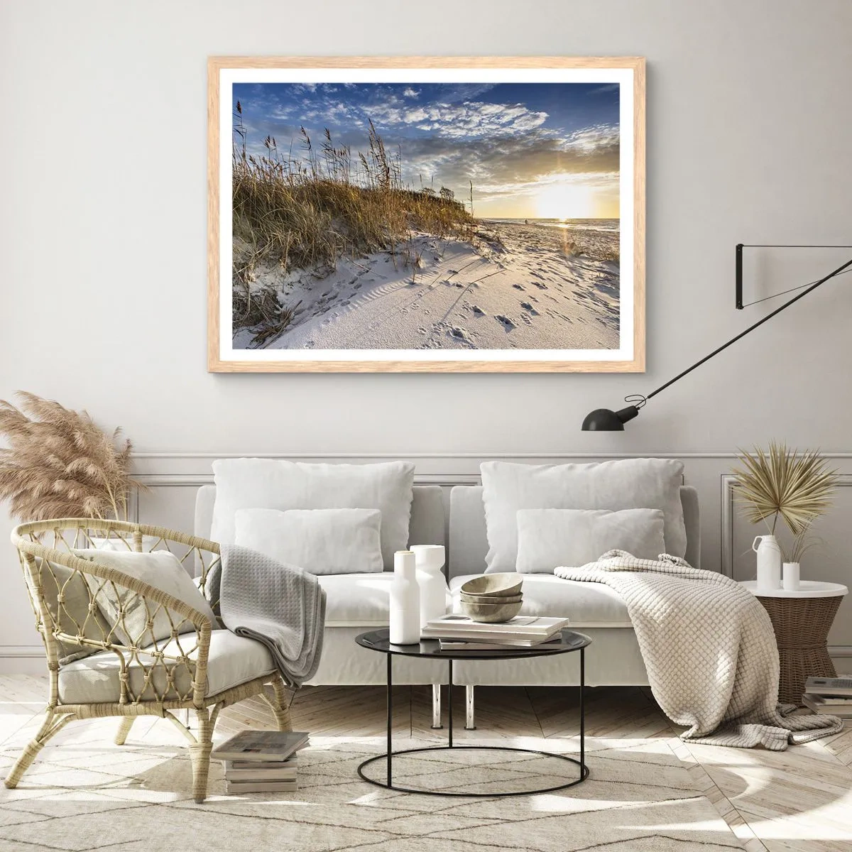 Poster în ramă de stejar deschis - Invitație la o plimbare - 70x50 cm