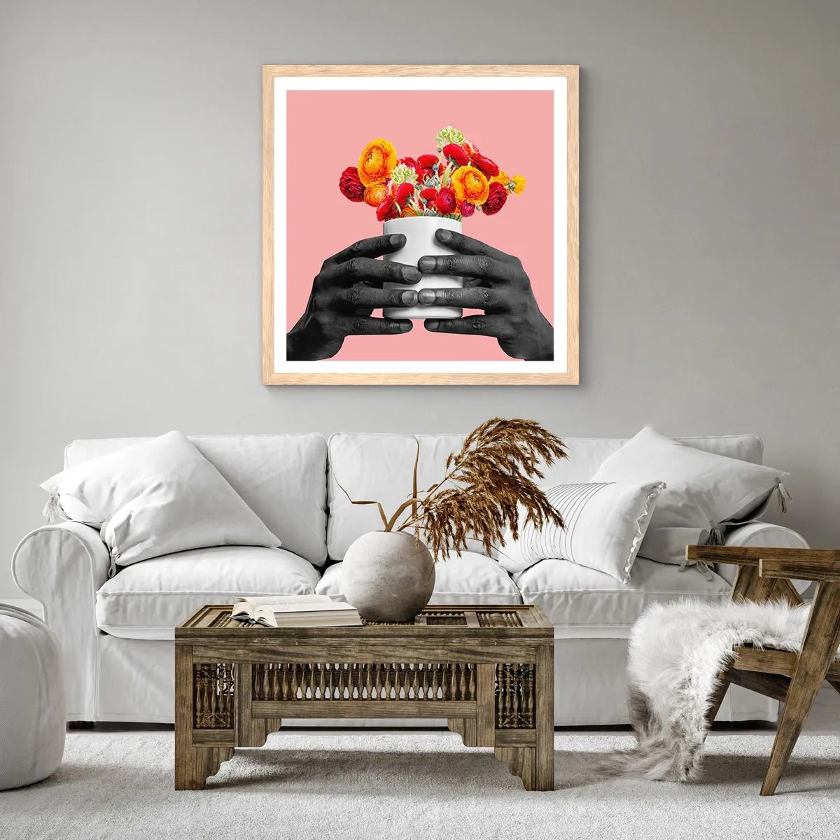 Poster în ramă de stejar deschis - Apoteoza vieții - 60x60 cm