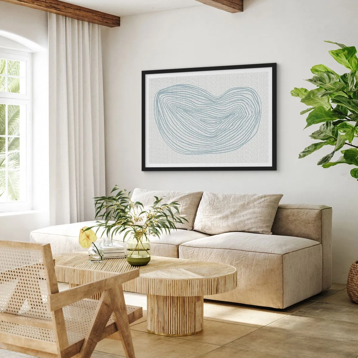 Poster în ramă neagră - Zâmbet de picături - 100x70 cm