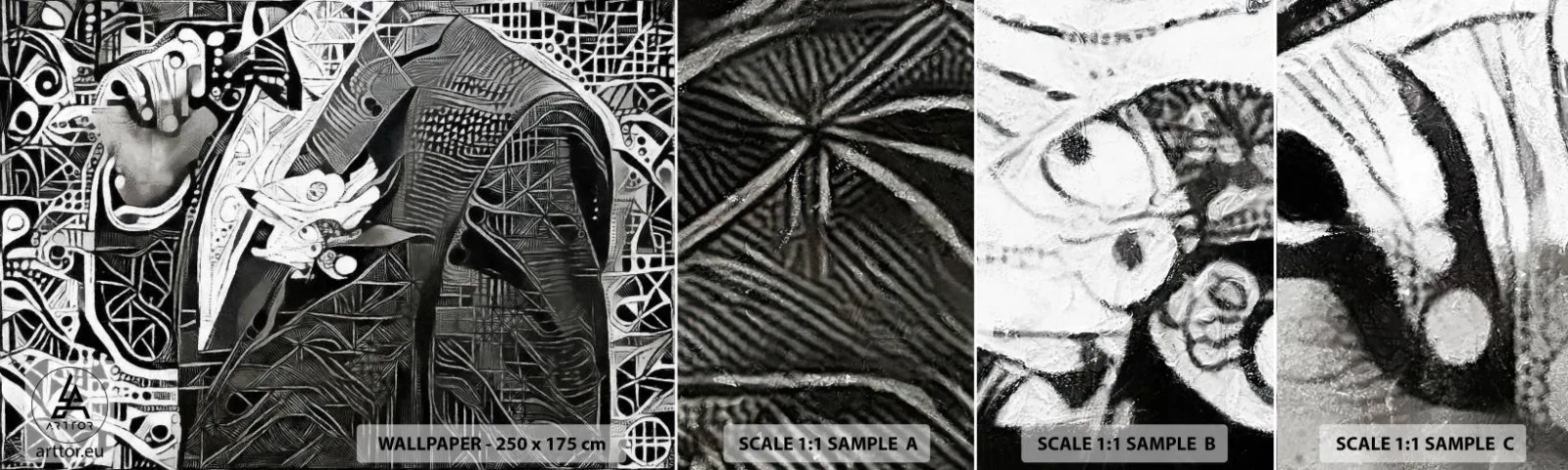 Mostră de Tapet Standard Eco - Doar un om aparent gri - Om, Cubism, Modă - 100x30 cm