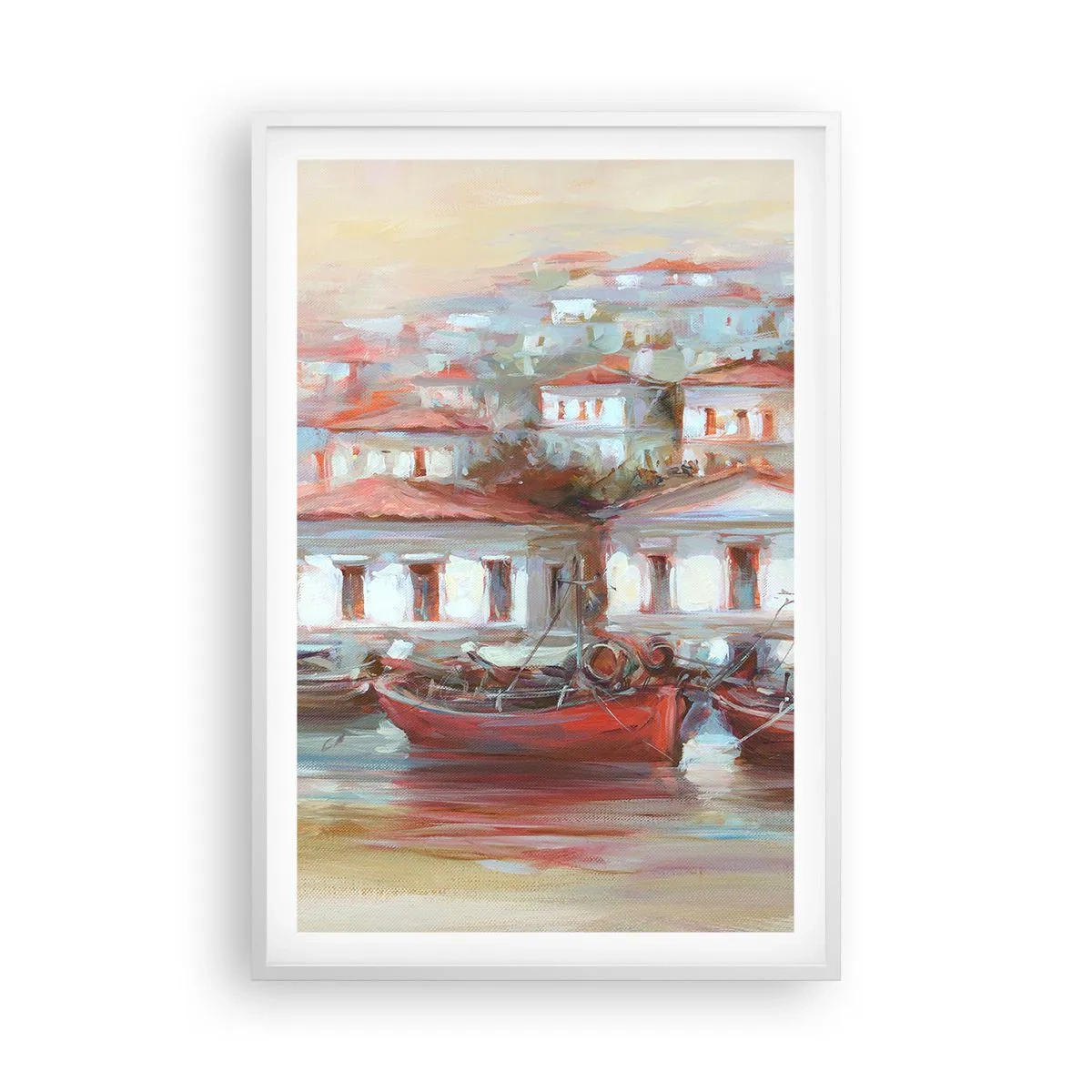 Poster în ramă albă - Orășel fericit - 61x91 cm