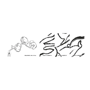 Mostră tapet autocolant Deluxe Sticker - Pufuri de bumbac - Bumbac, Minimalism, Contur - 100x30 cm